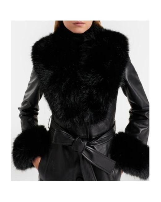 Self-Portrait Black Belted Leather Coat