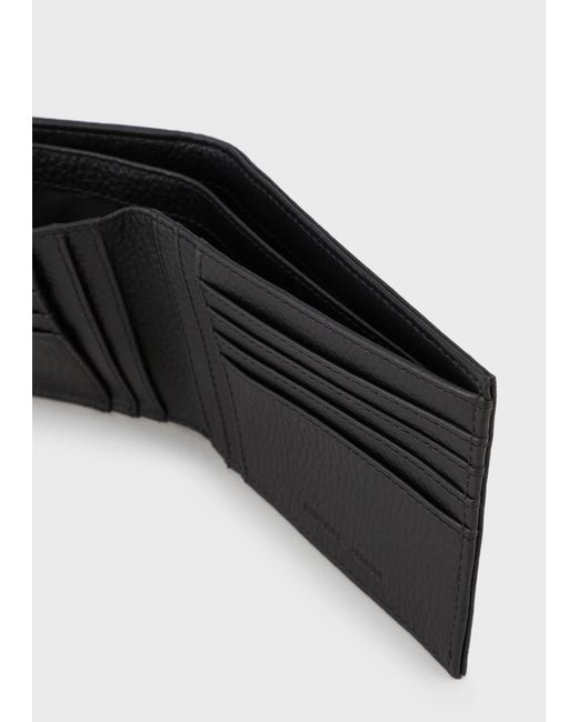 Emporio Armani White Folded Leather Wallet And Tag for men