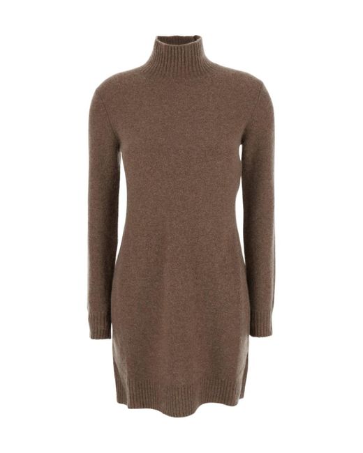 Max Mara Brown Stretch Cashmere Yarn Dress