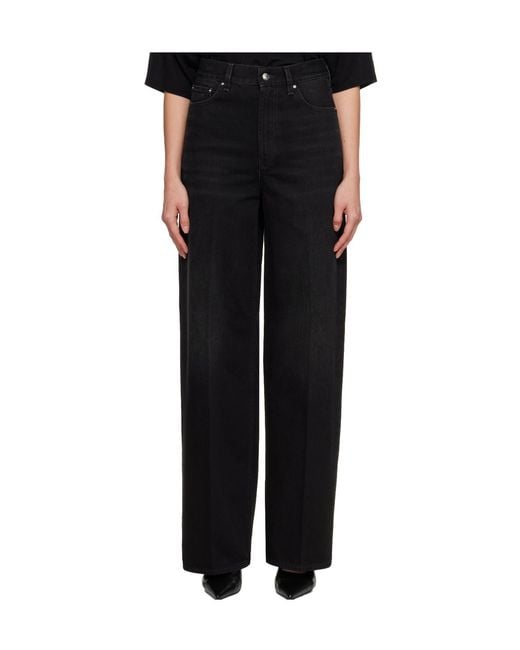Totême Black Non-Stretch Organic Cotton Wide-Leg Jeans
