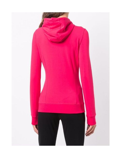 EA7 Pink Logo-Print Zipped Hoodie