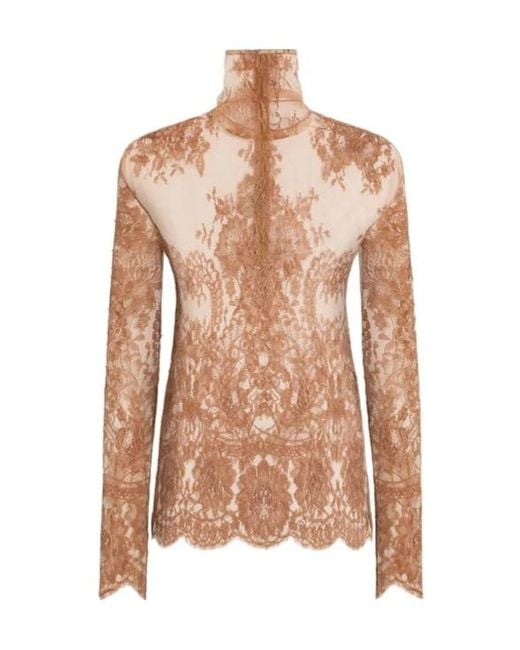 Dolce & Gabbana Pink Chantilly Lace Blouse