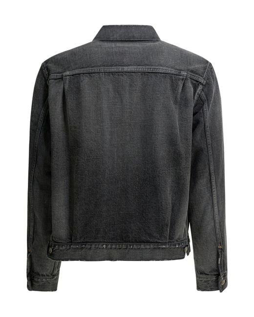 Sacai Black Checked Cuff Denim Jacket for men