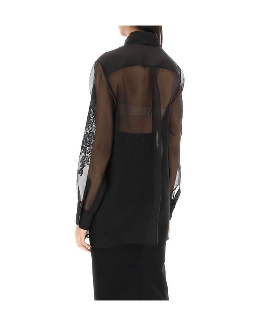 Dolce & Gabbana Black Lace-Detailed Long Sleeved Shirt