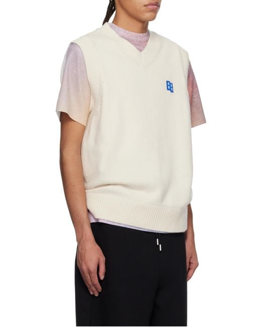 Adererror White V-Neck Knitted Vest for men
