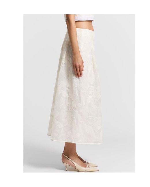 Peserico White Floral Print Pleated Skirt