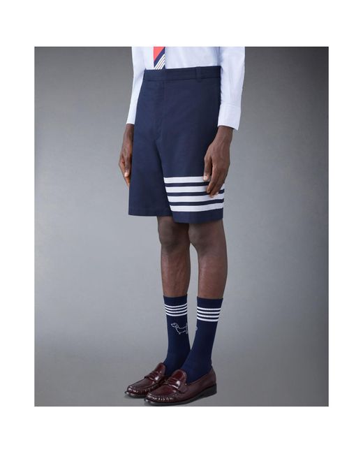 Thom Browne Blue 4 Bar-Stripe Shorts for men