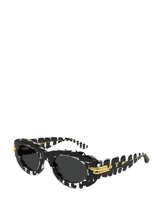 Bottega Veneta Black Eyewear Oval Frame Sunglasses