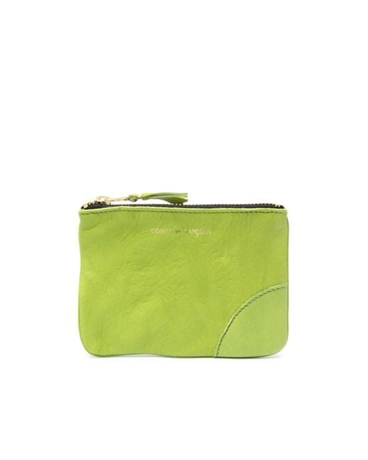 Comme des Garçons Green Washed Zip-Up Leather Pouch for men