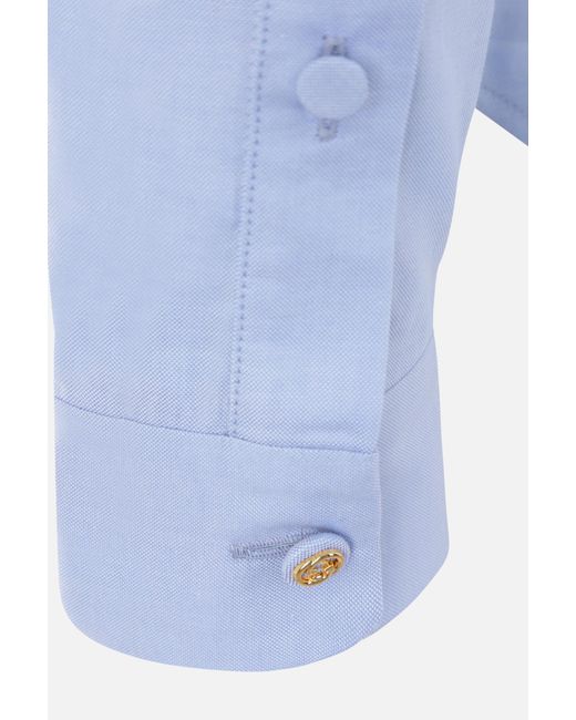 Gucci Blue Curved Hem Buttoned Shirt