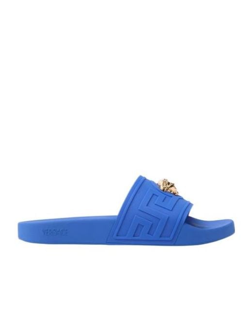 Versace Blue Medusa-Motif Open-Toe Slippers for men