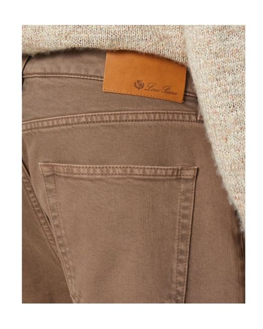 Loro Piana Brown Logo Patch Straight-Leg Trousers for men