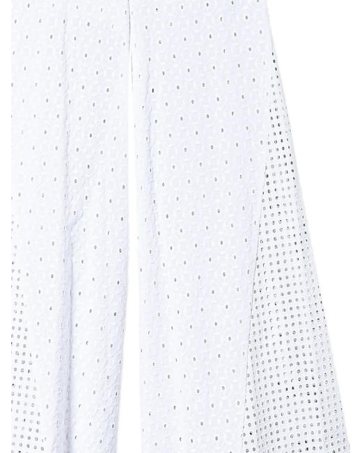 Twinset White Broderie Palazzo Trousers