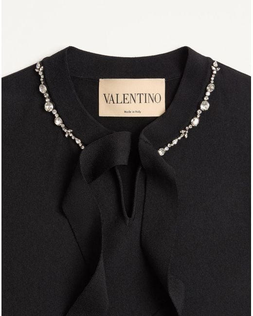 Valentino Black Embellished Tie-Neck Dress