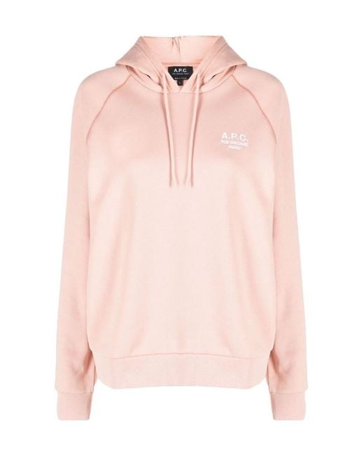 A.P.C. Pink Logo-Embroidered Drawstring Hoodie