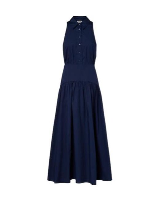 Staud Blue Romy Cotton Midi Dress