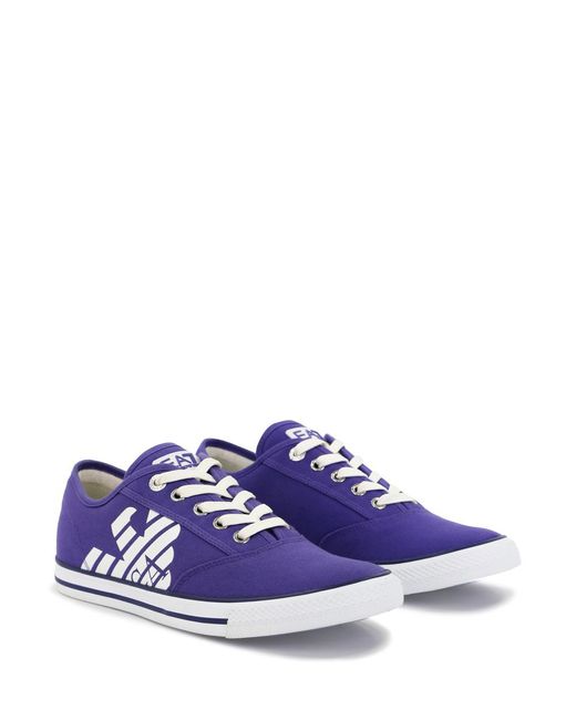 EA7 Blue Logo Strapped Casual Sneakers for men