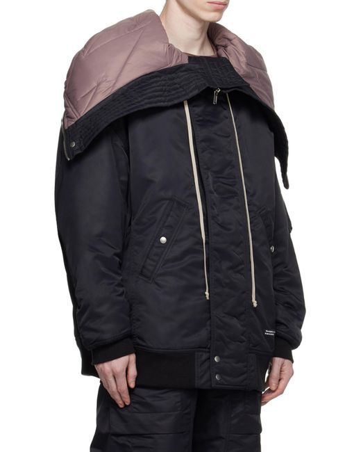 Rick Owens Black Logo-Patch Hooded Jacket for men