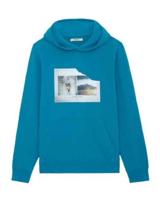 Zadig & Voltaire Blue Sanchi Photograph-Print Cotton Hoodie for men