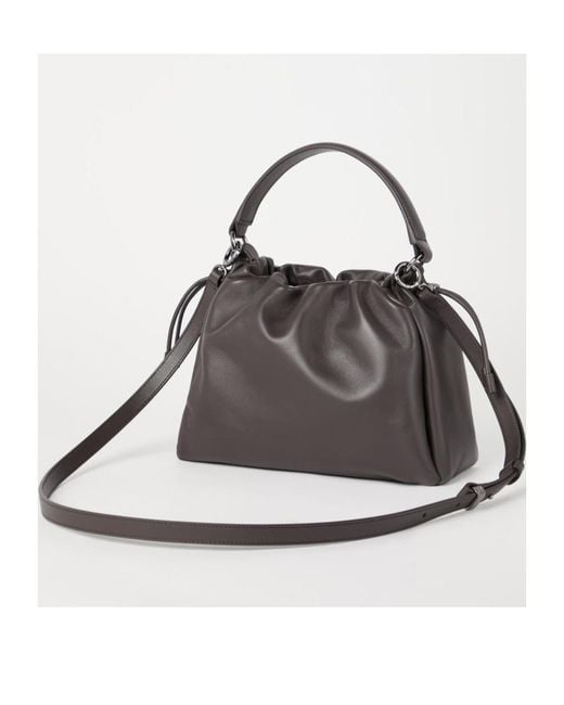 Brunello Cucinelli Gray Mellow Small Bucket Bag