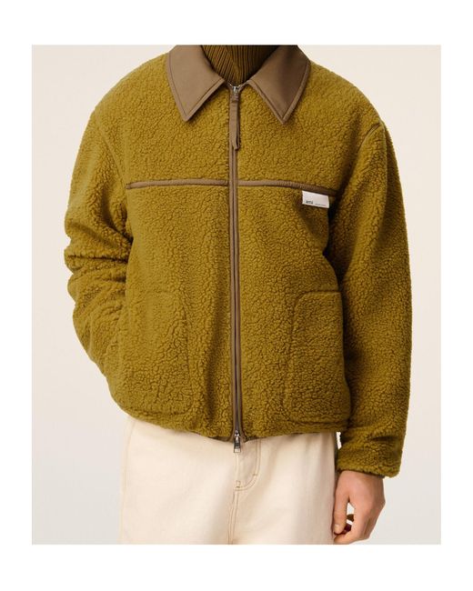 AMI Green Boxy Fleece Jacket for men