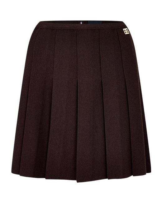 Givenchy Brown Logo Pleated Skirt