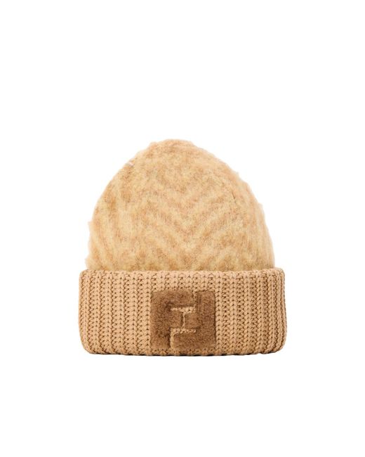 Fendi Natural Solid Knit Beanie