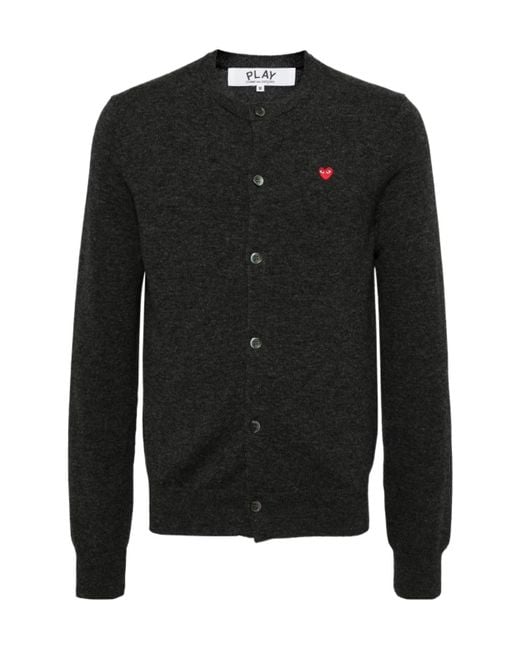 Comme des Garçons Black Play Small Heart Patch Knitted Cardigan for men