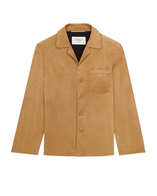 Saint Laurent Natural Button-Up Long-Sleeved Jacket