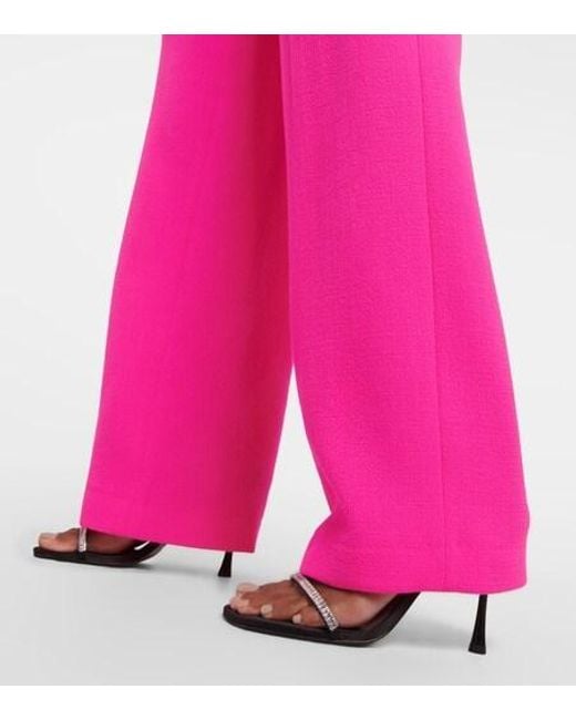 Alexandre Vauthier Pink Wool Wide-Leg Pants