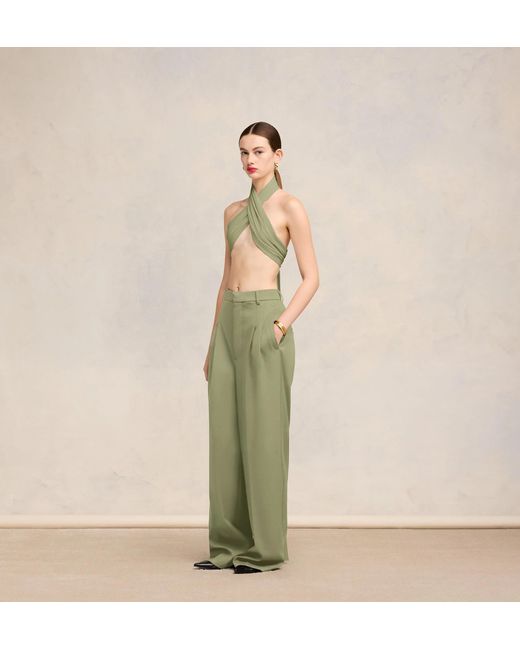 AMI Green Halterneck Cropped Top
