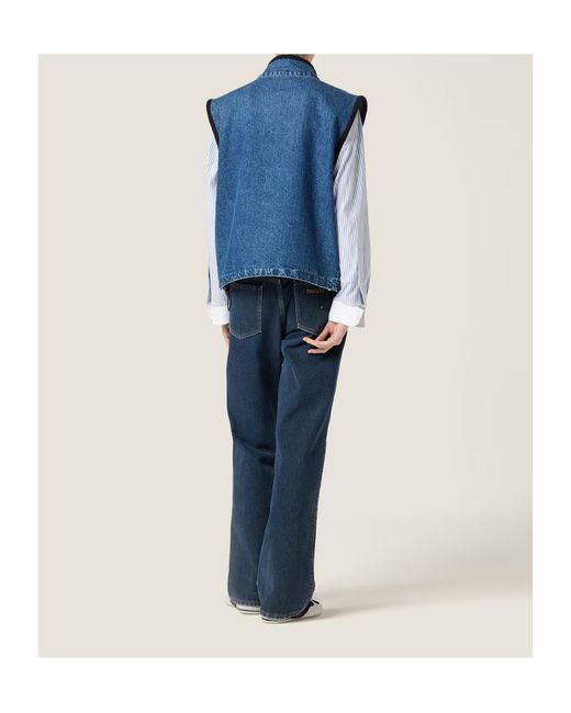 Miu Miu Blue Cashmere Denim Blouson Vest