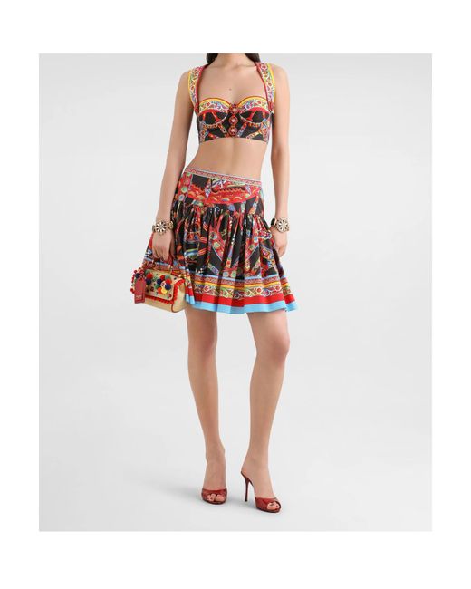 Dolce & Gabbana Orange Carretto-Print Poplin Top