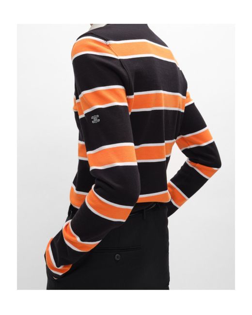 Céline Black Striped Cotton Jersey Polo for men