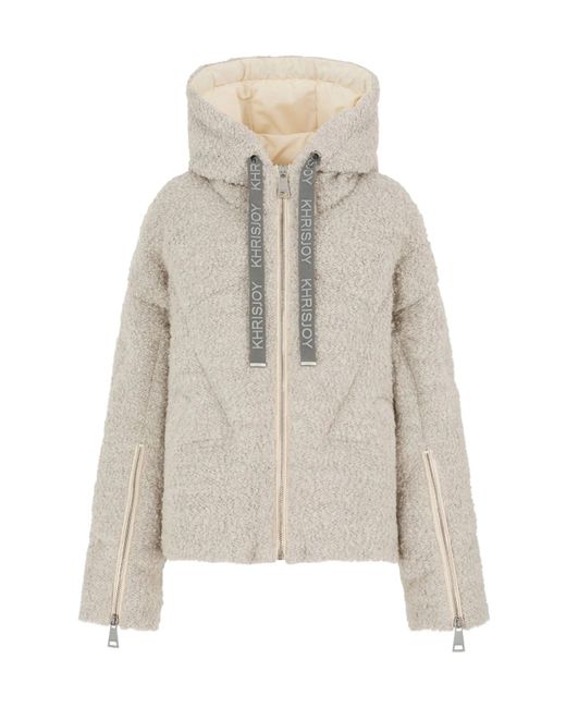 Khrisjoy Gray Bouclé Zip-Up Oversized Jacket