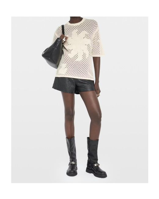 Zadig & Voltaire White Malyna Open-Knit T-Shirt