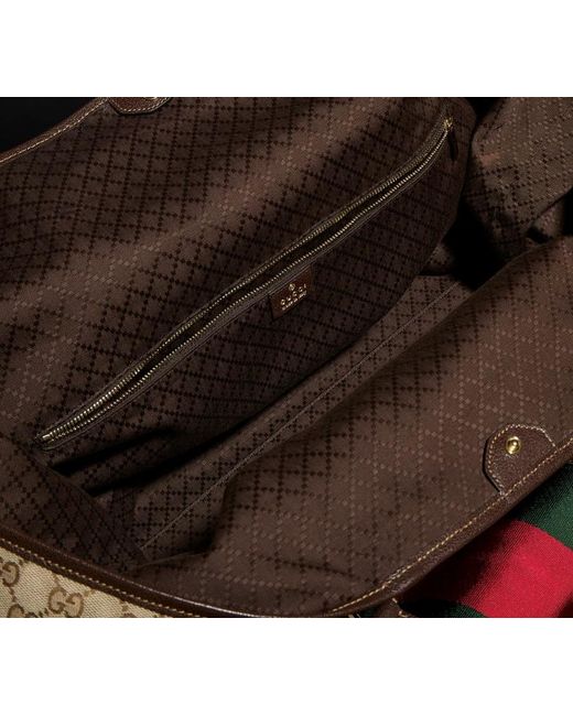 Gucci Brown Medium Gg Duffle Bag With Web for men