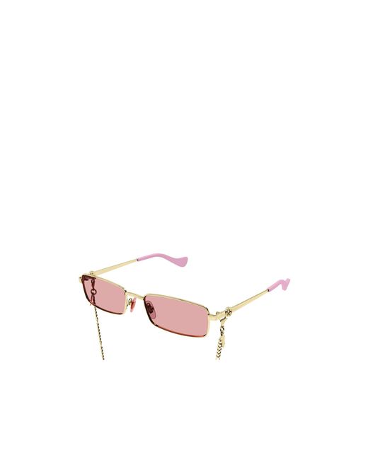 Gucci Pink Eyewear Rectangle-Frame Sunglasses