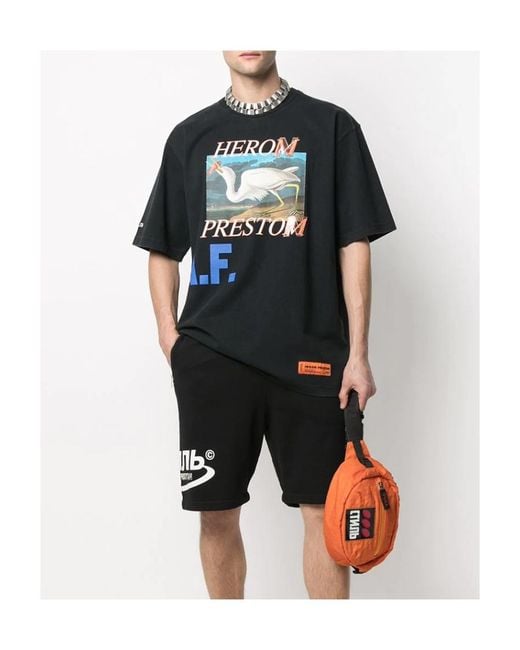 Heron Preston Black Logo Print Short-Sleeved T-Shirt for men