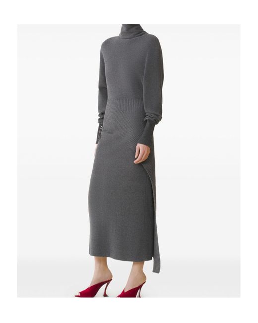 Lanvin Gray Turtleneck Knitted Long Dress