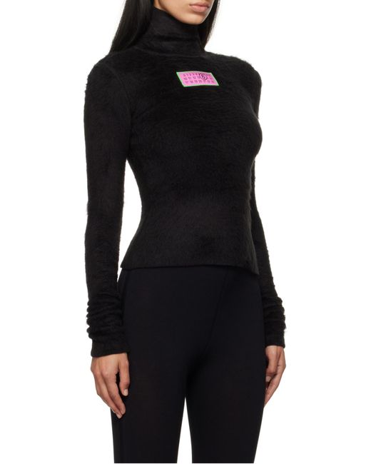 MM6 by Maison Margiela Black Turtleneck Fur-Effect Jumper