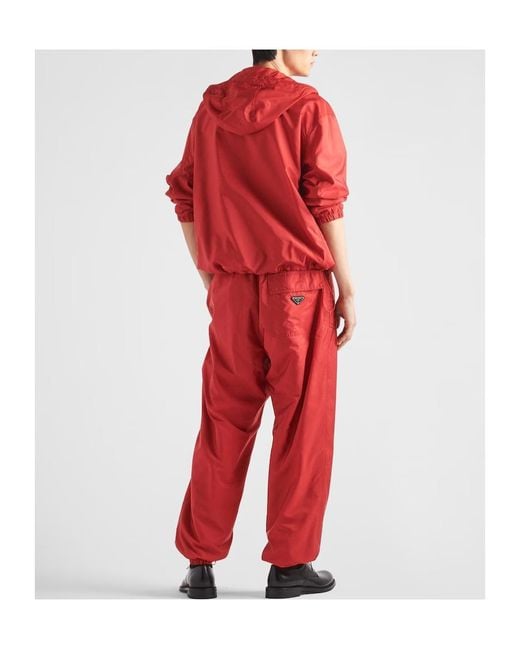 Prada Red Re-Nylon Logo Plaque Track Pants for men