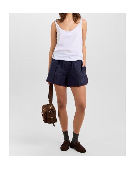 Prada Blue Elastic Waistband Shorts