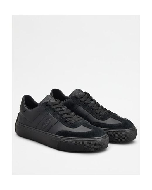 Tod's Black Round Toe Lace-Up Sneakers for men