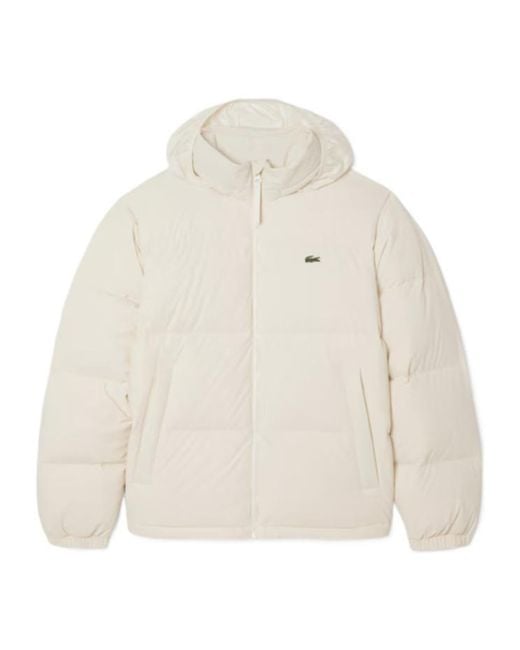 Lacoste White Zip-Up Padded Jacket for men