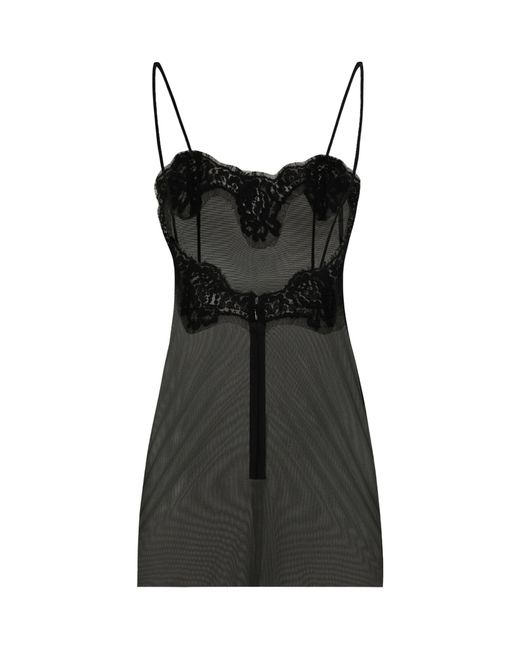Dolce & Gabbana Black Tulle Top With Lace Details
