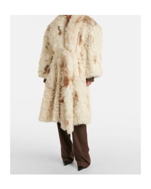 Magda Butrym White Belted Shearling Coat