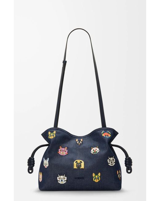 Loewe Blue Logo Detail Embroidered Clutch Bag