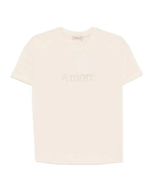 Twinset White Amore Appliqué T-Shirt