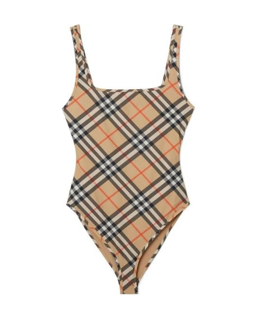 Burberry Multicolor Check Pattern One-Piece Swimsuit